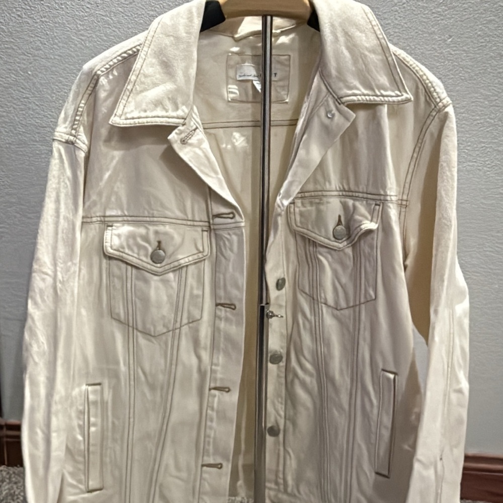Stylish Cream oversized Jean jacket.